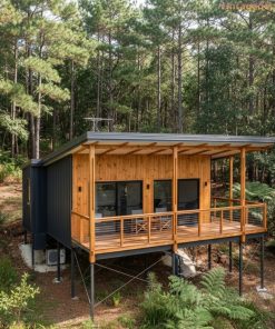 Nhà Gỗ Homestay S1 - Cabin Gỗ Thông Trên Cột Thép, View Rừng