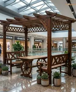 Bộ P1 trong sảnh trung tâm thương mại, diềm lưới quanh đỉnh giàn