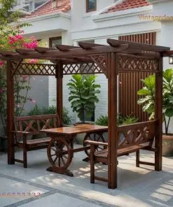 Bộ P1 trong sân nhà tường trắng, vách nan một bên