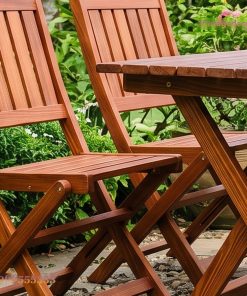 Bàn Ghế Sân Vườn BG11 - Mặt Nan Gấp Gọn, Gỗ Thông
