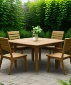 Bàn ghế gỗ ngoài trời, hình minh họa