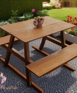 Bàn Ghế Picnic BG12 - Chữ A Mặt Rộng View Đồi, Gỗ Thông