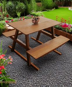 Bàn Ghế Picnic BG12 - Chữ A Mặt Rộng View Đồi, Gỗ Thông