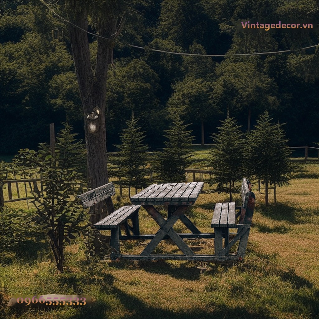 Bàn Ghế Picnic BG13 - Có Tựa Lưng Khung Giằng X, Gỗ Thông Bàn Ghế Picnic BG13 - Có Tựa Lưng Khung Giằng X, Gỗ Thông