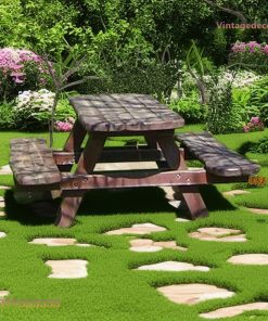 Bàn Ghế Picnic BG15 - Chữ A Gỗ Sẫm Liền Khối, Gỗ Thông