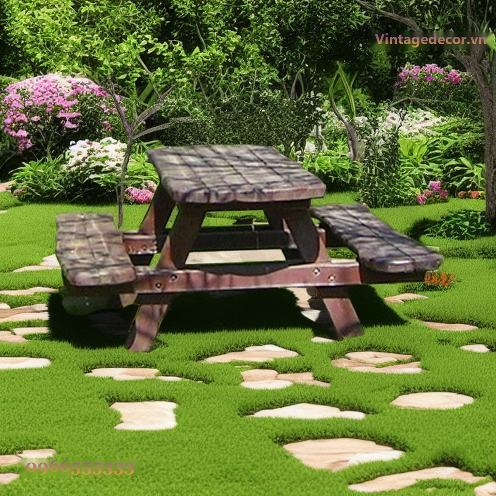 Bàn Ghế Picnic BG15 - Chữ A Gỗ Sẫm Liền Khối, Gỗ Thông Bàn Ghế Picnic BG15 - Chữ A Gỗ Sẫm Liền Khối, Gỗ Thông