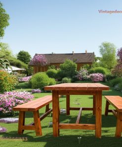 Bàn Ghế Picnic BG16 - Mặt Ván Dày Ghế Băng Rời, Gỗ Thông