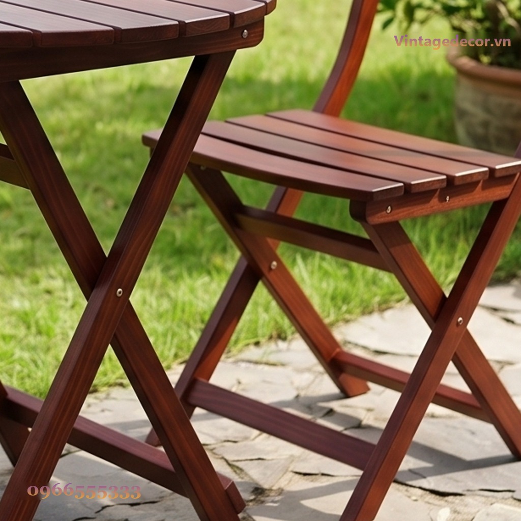 Bàn Ghế Sân Vườn BG20 - Bàn Tròn Ghế Gấp Tựa Nan, Gỗ Thông Bàn Ghế Sân Vườn BG20 - Bàn Tròn Ghế Gấp Tựa Nan, Gỗ Thông