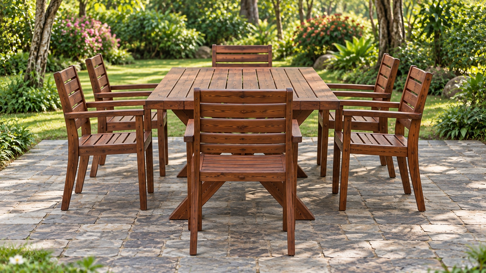 Bàn Ghế Sân Vườn BG24 - Bàn Chân Chữ X Bốn Ghế Tay Vịn, Gỗ Thông Bàn Ghế Sân Vườn BG24 - Bàn Chân Chữ X Bốn Ghế Tay Vịn, Gỗ Thông