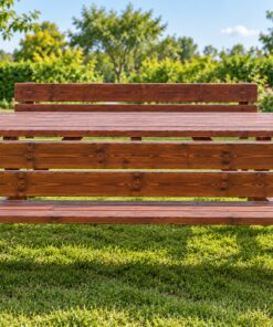 Bộ Bàn Ghế Sân Vườn BG23 - Bàn Dài Hai Ghế Băng Có Tựa, Gỗ Thông