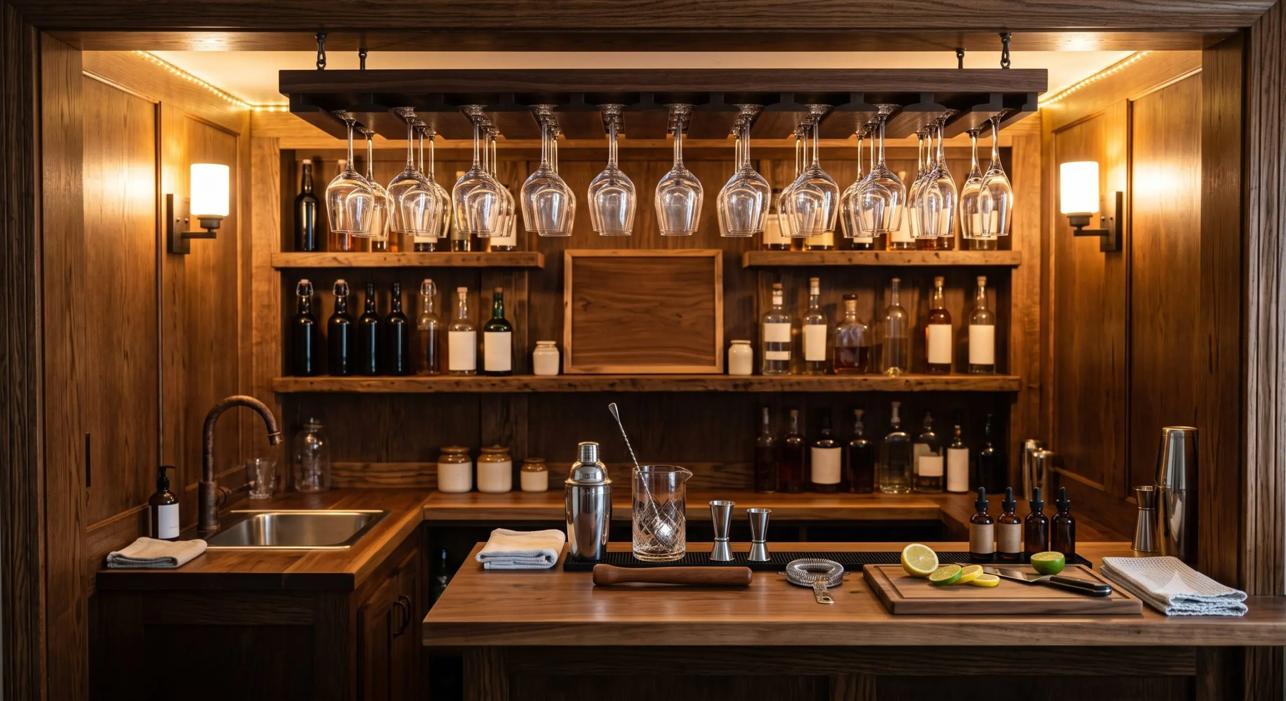 Bố Trí Khu Pha Chế Phía Sau Quầy Bar Rượu Tại Gia