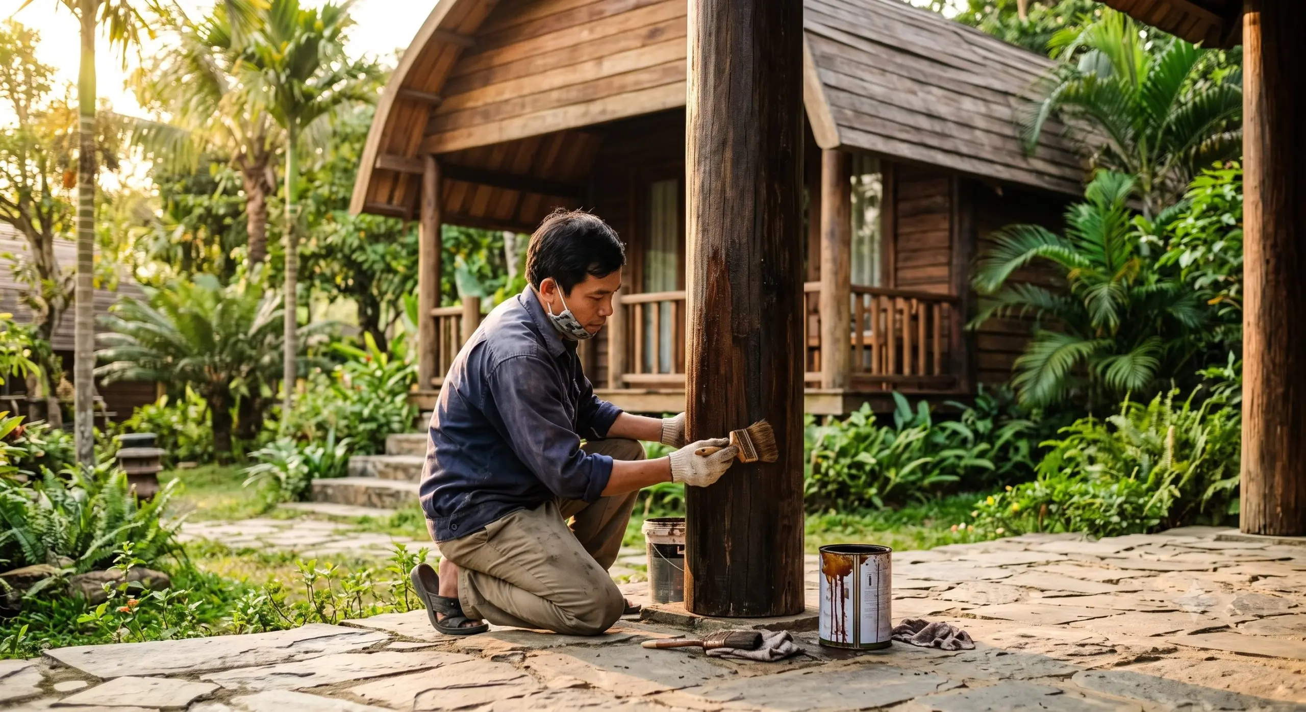 Cách bảo quản nhà gỗ Bungalow bền đẹp qua nhiều mùa mưa nắng