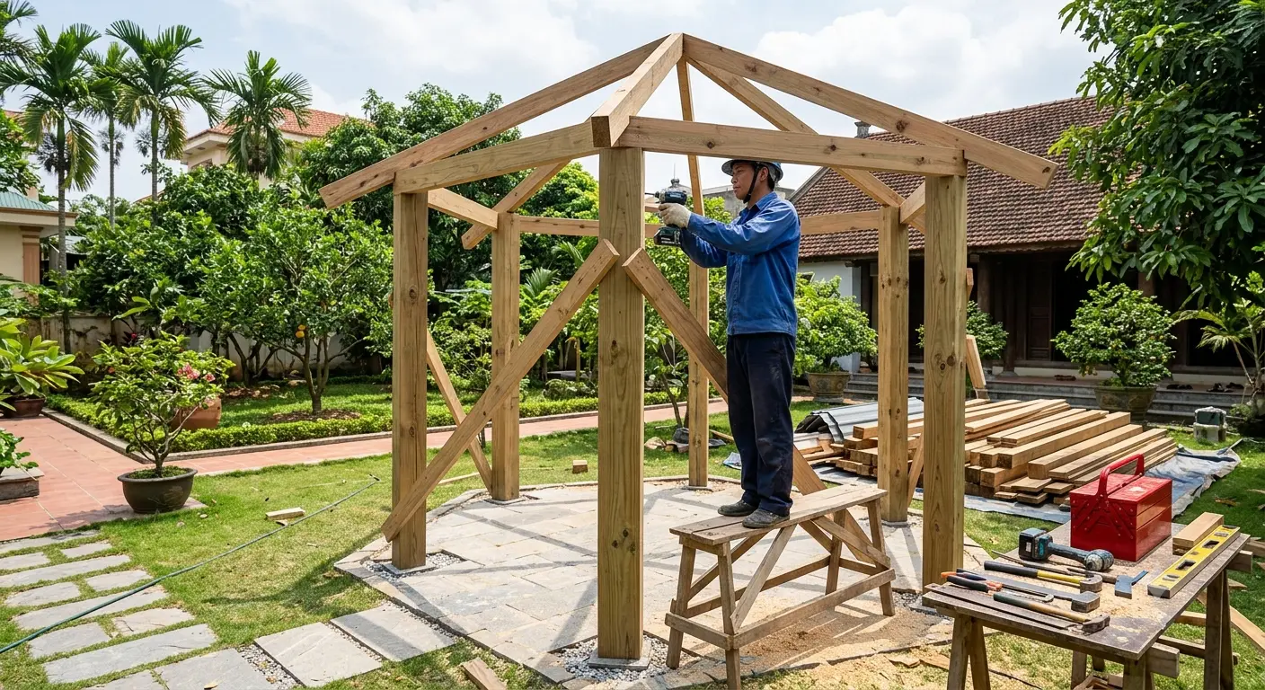 Chi phí làm chòi sân vườn: yếu tố ảnh hưởng và mức giá tham khảo