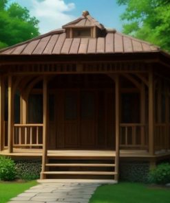 Chòi bê tông giả gỗ sân vườn, hình minh họa