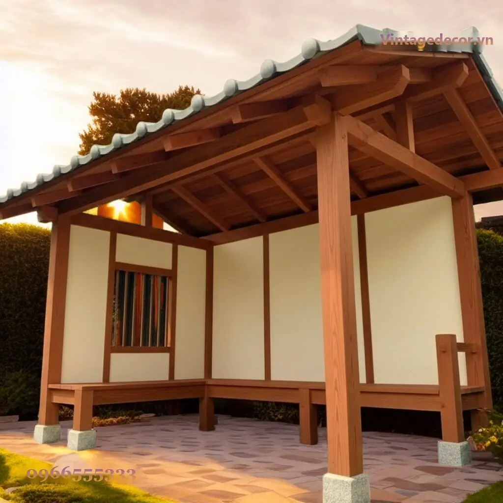 Chòi Gỗ Nhật Bản T24 Ghế Băng Chữ L