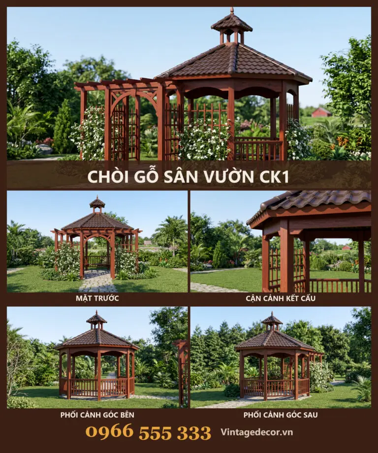 Chòi Gỗ CK1 Bát Giác Nối Giàn Hoa