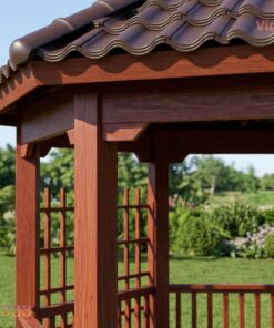 Chòi Gỗ Sân Vườn CK1 - Bát Giác Nối Giàn Hoa Mái Ngói Nhựa, Gỗ Thông
