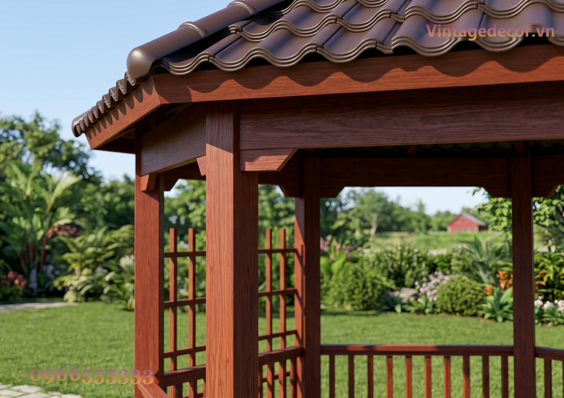 Chòi Gỗ Sân Vườn CK1 - Bát Giác Nối Giàn Hoa Mái Ngói Nhựa, Gỗ Thông Chòi Gỗ Sân Vườn CK1 - Bát Giác Nối Giàn Hoa Mái Ngói Nhựa, Gỗ Thông