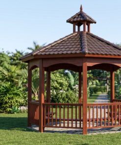 Chòi Gỗ Sân Vườn CK1 - Bát Giác Nối Giàn Hoa Mái Ngói Nhựa, Gỗ Thông