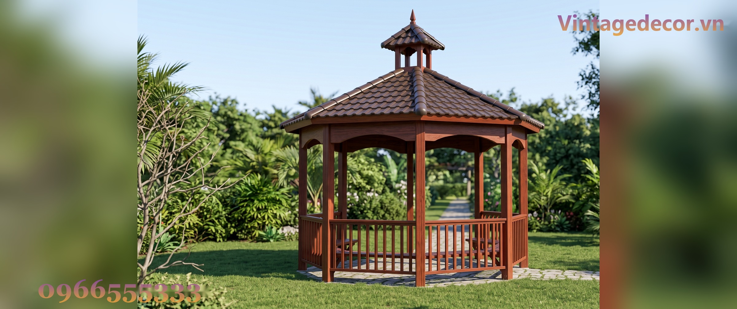 Chòi Gỗ Sân Vườn CK1 - Bát Giác Nối Giàn Hoa Mái Ngói Nhựa, Gỗ Thông Chòi Gỗ Sân Vườn CK1 - Bát Giác Nối Giàn Hoa Mái Ngói Nhựa, Gỗ Thông