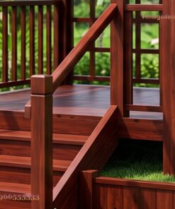 Chòi Gỗ Sân Vườn CK2 - Mái Ngói Hai Dốc Sàn Nâng Bậc Thang, Gỗ Thông