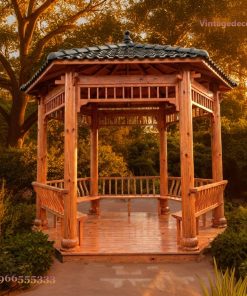 Chòi Gỗ Sân Vườn T12 - Trần Nan Xòe Con Tiện Chạm, Gỗ Thông