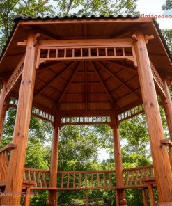 Chòi Gỗ Sân Vườn T12 - Trần Nan Xòe Con Tiện Chạm, Gỗ Thông
