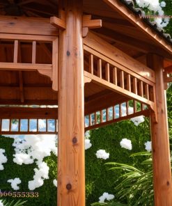 Chòi Gỗ Sân Vườn T12 - Trần Nan Xòe Con Tiện Chạm, Gỗ Thông