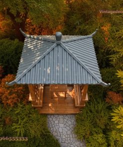 Chòi Gỗ Sân Vườn T13 - Mái Cong Đầu Đao Nhỏ Gọn, Gỗ Thông