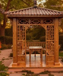 Chòi Gỗ Sân Vườn T14 - Vách Chạm Ô Kỷ Hà Á Đông, Gỗ Thông