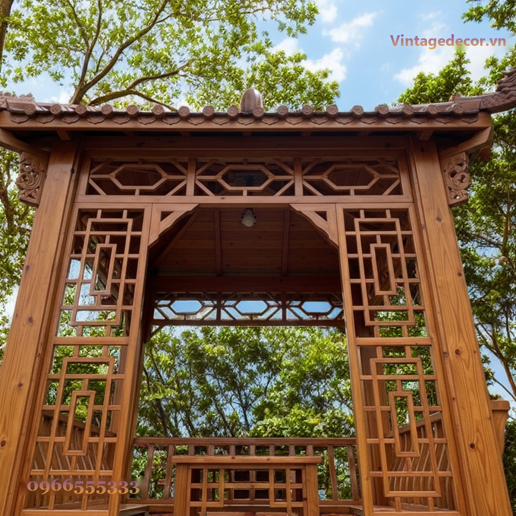 Chòi Gỗ Sân Vườn T14 - Vách Chạm Ô Kỷ Hà Á Đông, Gỗ Thông Chòi Gỗ Sân Vườn T14 - Vách Chạm Ô Kỷ Hà Á Đông, Gỗ Thông