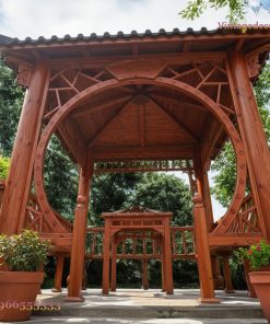 Chòi Gỗ Sân Vườn T16 - Vòm Tròn Đinh Tán Bàn Chạm, Gỗ Thông