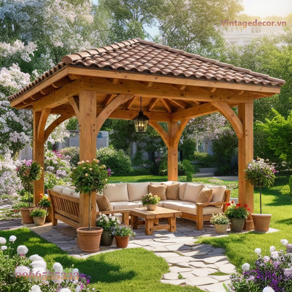 Chòi Gỗ Sân Vườn T18 - Khung Kèo Lộ Thiên Kiểu Âu, Gỗ Thông Chòi Gỗ Sân Vườn T18 - Khung Kèo Lộ Thiên Kiểu Âu, Gỗ Thông