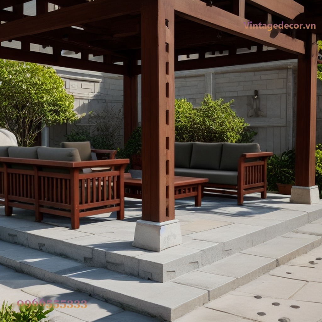 Chòi Gỗ Sân Vườn T27 - Khung Hở Viền Hoa Văn Sofa, Gỗ Thông Chòi Gỗ Sân Vườn T27 - Khung Hở Viền Hoa Văn Sofa, Gỗ Thông