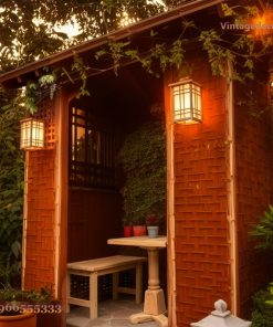 Chòi Gỗ Sân Vườn T29 - Vách Nan Đan Bàn Ghế Đôi, Gỗ Thông
