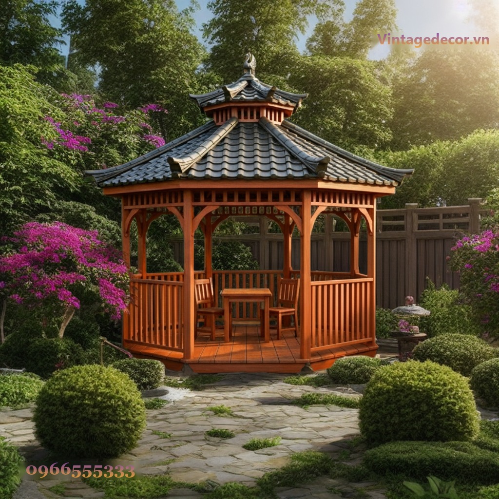 Chòi Gỗ Sân Vườn T33 - Lục Giác Hai Tầng Đỉnh Chóp, Gỗ Thông Chòi Gỗ Sân Vườn T33 - Lục Giác Hai Tầng Đỉnh Chóp, Gỗ Thông