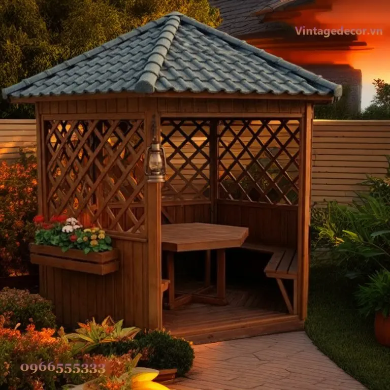 Chòi Gỗ T39 Vách Mắt Cáo Bồn Hoa