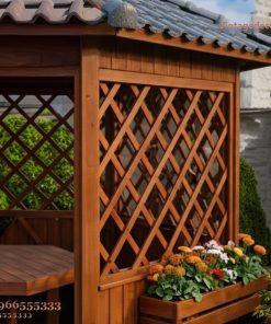 Chòi Gỗ Sân Vườn T39 - Vách Mắt Cáo Bồn Hoa Treo, Gỗ Thông