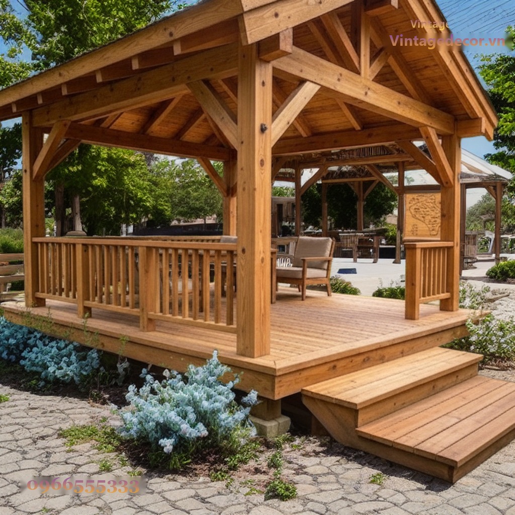 Chòi Gỗ Sân Vườn T40 - Khung Kèo Lộ Thiên Sàn Deck, Gỗ Thông Chòi Gỗ Sân Vườn T40 - Khung Kèo Lộ Thiên Sàn Deck, Gỗ Thông