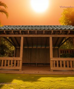 Chòi Gỗ Sân Vườn T43 - Dáng Dài Vách Sau Kín Gió, Gỗ Thông