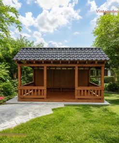 Chòi Gỗ Sân Vườn T43 - Dáng Dài Vách Sau Kín Gió, Gỗ Thông