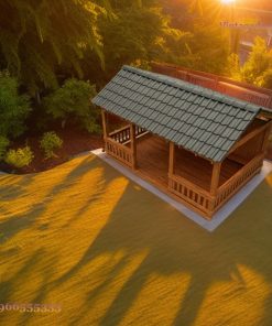 Chòi Gỗ Sân Vườn T43 - Dáng Dài Vách Sau Kín Gió, Gỗ Thông