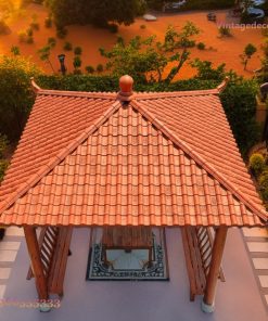 Chòi Gỗ Sân Vườn T6 - Mái Cong Đầu Đao Ghế Băng Liền, Gỗ Thông