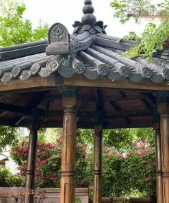 Chòi Gỗ Sân Vườn T62 - Lục Giác Mái Ngói Âm Dương Cột Tròn, Gỗ Thông