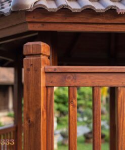 Chòi Gỗ Sân Vườn T64 - Lục Giác Sàn Nâng Bậc Tam Cấp, Gỗ Thông