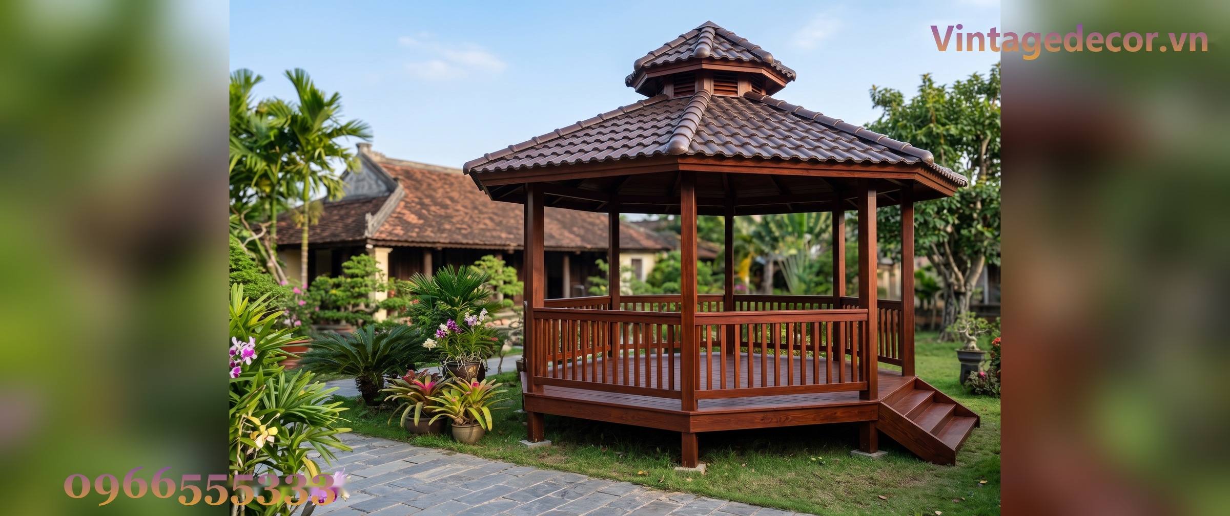 Chòi Gỗ Sân Vườn T64 - Lục Giác Sàn Nâng Bậc Tam Cấp, Gỗ Thông Chòi Gỗ Sân Vườn T64 - Lục Giác Sàn Nâng Bậc Tam Cấp, Gỗ Thông