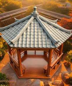 Chòi Gỗ Sân Vườn T7 - Lục Giác Trần Nan Tỏa Tia, Gỗ Thông
