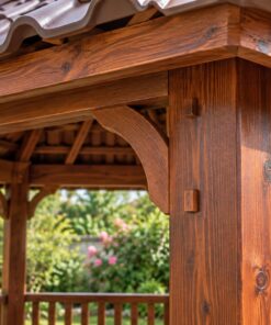 Chòi Gỗ Sân Vườn T71 - Lục Giác Chóp Nhọn Mái Ngói Nhựa Âm Dương, Gỗ Thông