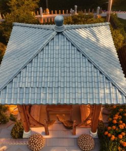 Chòi Gỗ Sân Vườn T8 - Vòm Tròn Trang Trí Ghế Băng, Gỗ Thông