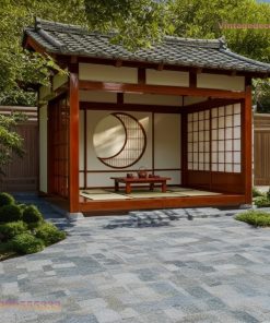Chòi Trà Thất Nhật T25 - Cửa Sổ Trăng Khuyết Tatami, Gỗ Thông